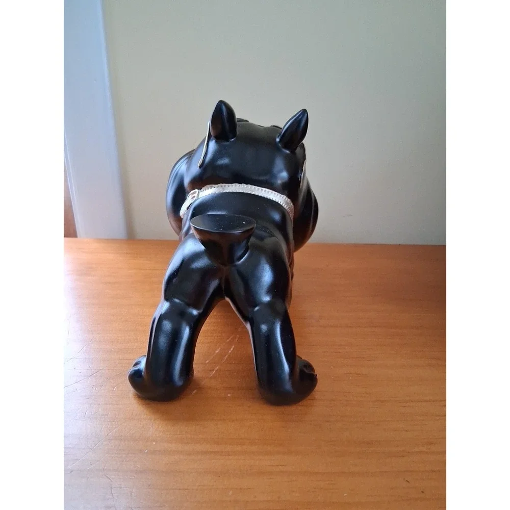 Black and Gold Resin French Bulldog Large Mouth Figurine Bowl Key Holder
